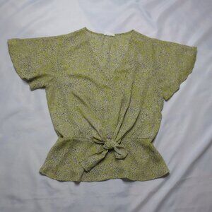 SIENNA SKY womens SHIRT green BLOUSE confetti TIE lightweight BUTTERFLY SIZE M